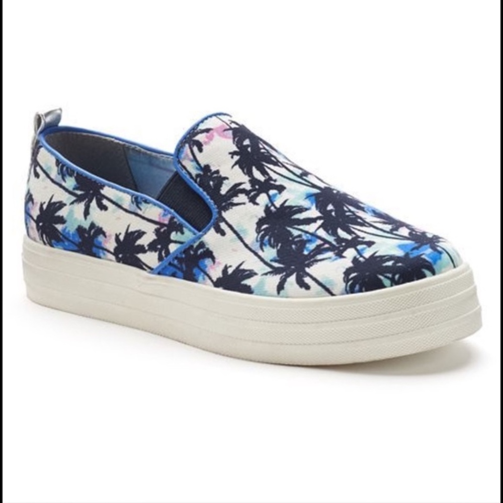 JUICY COUTURE Blue Palm Tree Sneakers Shoes 7.5 - Picture 2 of 5
